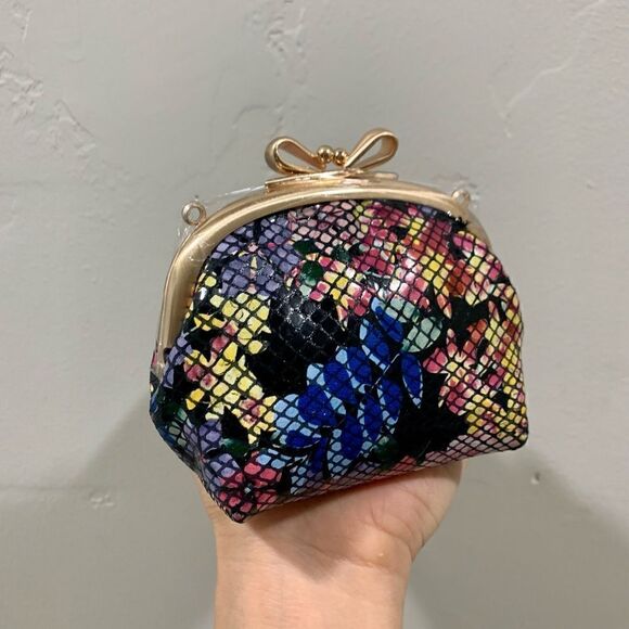 Handmade Genuine Embossed Leather Floral Print Top Handle bag & Small Purse Set - Picture 13 of 16